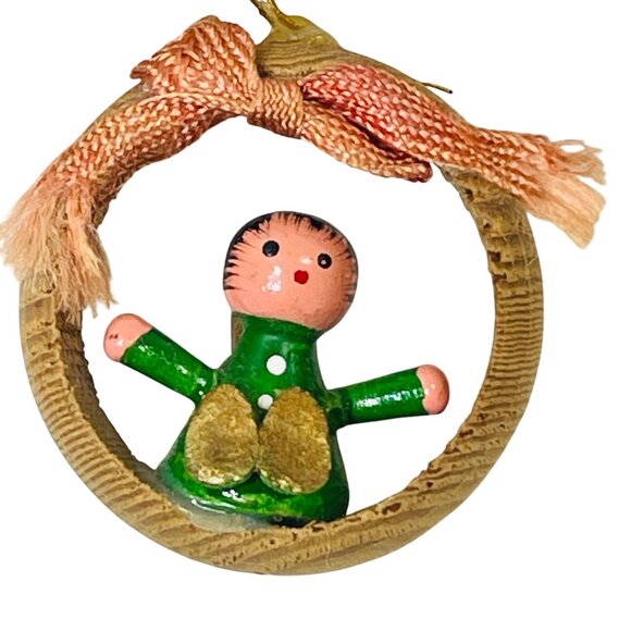 Handcrafted Wooden Angel Ornaments Set Of 3 With Ribbon Accents & Gold Wings - Picture 2 of 6